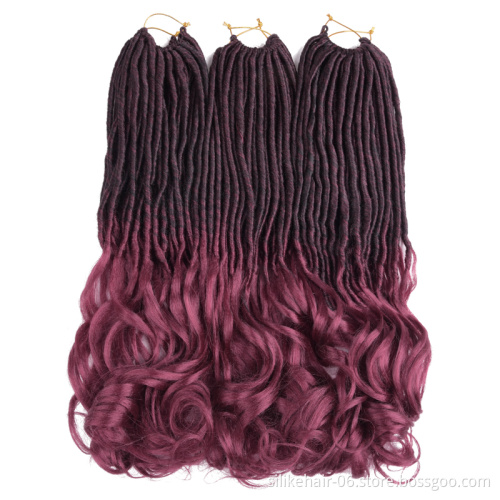 Faux Locs straight Curls Ends Soft22inch Pre-Twisted Curly Goddess Locs Crochet Hair KINKY Crochet Hair Synthetic hair extension